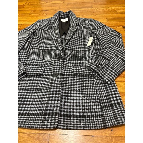 Old Navy Womens Coat Size Medium Blue Black Check 2 Button Peacoat NWT $80 - Picture 6 of 8